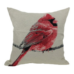 Xia Home Fashions - Bird Emboridery Pillow Collection, Red - Decorative Pillows