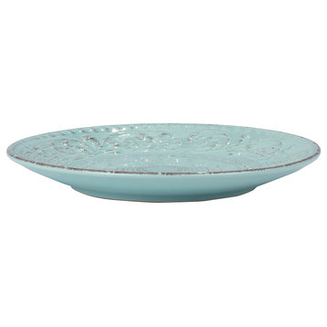 Turquoise Rustic Flare Dinner Plates Set of 4 | Vintage-Inspired Tableware
