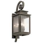 Kichler - Outdoor Wall 3-Light, Olde Bronze - There is a taste of industrial flair in this traditional 3 light outdoor wall fixture from the Wiscombe Park collection. With details reminiscent of old world lanterns the Olde Bronze finish is perfectly complimented by the clear seedy glass.