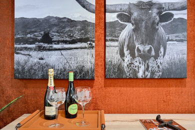 Inspiration for a rustic home theater remodel in Austin