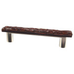 Glass Storm Studios - Chocolate Handmade Glass, Long Pull - Textured, layered and glittering chocolate-colored glass. All our products are handmade to order.  Important: Do not use an electric drill or electric screwdriver.