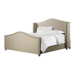 Aria Wing Linen Upholstered Bed - Panel Beds