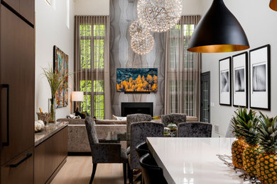 Example of a minimalist dining room design in Toronto