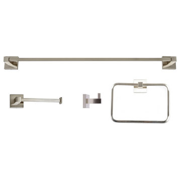 Italia Capri Series 4 Piece Bathroom Accessory Set, Brushed Nickel