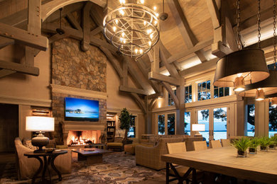 Family room - rustic family room idea in Omaha