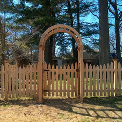 Natural Arbor and spaced picket scalloped fence with colonial points - Home Fencing And Gates