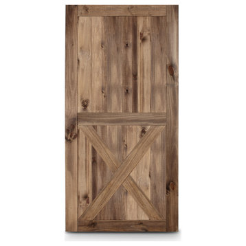 42 Inch DIY Sliding Interior Barn Door, Modern Rustic Custom Farmhouse - Brown