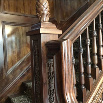 Custom Carved Walnut Railings