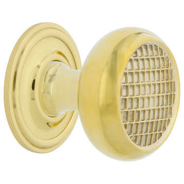 Craftsman Brass 1 3/8" Cabinet Knob With Classic Rose, Unlacquered Brass