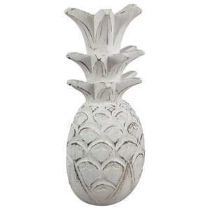 handmade white sml sculpture timber beach boho decor Pineapple decorative 