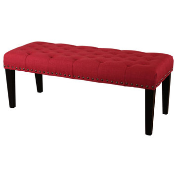 Sopri Upholstered Bench, Deep Red