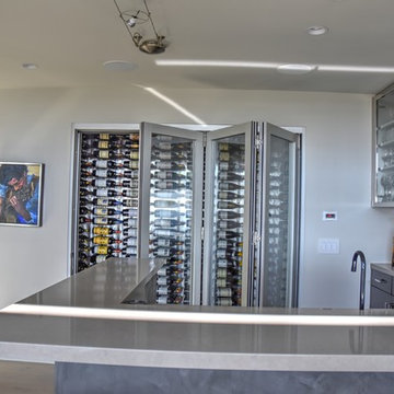 Cardiff, San Elijo - San Diego Custom Wine Cellar Glass Front with adjacent Bar