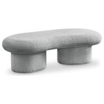 Meridian Furniture - Luka Boucle Fabric Upholstered Bench, Grey - Elevate the aesthetic appeal of your living space with the stunning Luka Bench. Its rich grey boucle fabric adds a touch of sophistication, while its striking design is sure to catch the eye. The bench seamlessly combines style and comfort, making it a perfect addition to your home decor.