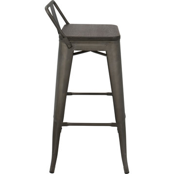 Lumisource Oregon Industrial Low Back Barstools, Antique and Espresso, Set of 2