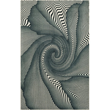 Spiral Stripe Area Rug, Black/White, 3' 4" x 5'
