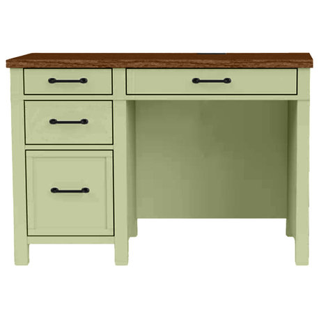 Modern Single Pedestal Office Desk, Summer Sage