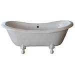 Restoria Bathtub Company - Dutchess 68" Double Slipper White Clawfoot Tub With White Feet - Every Restoria bathtub is 100% Made in the USA.