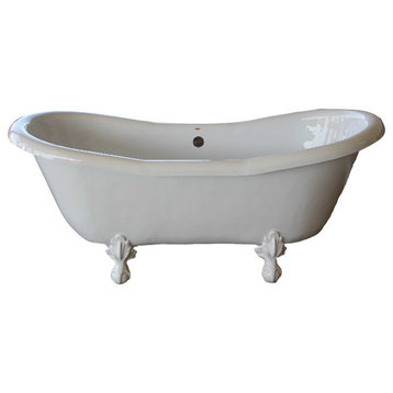 Dutchess 68" Double Slipper White Clawfoot Tub Wth Bronze Clawfoot Feet