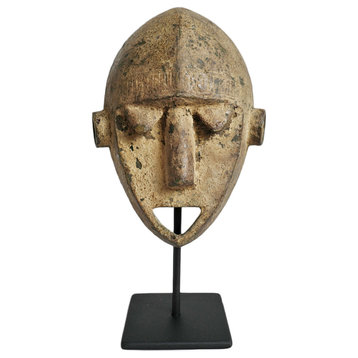 Consigned Old Baule Bronze Mask on Stand
