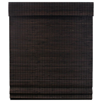 Radiance Cordless Privacy Weave Bamboo Roman Shade, Espresso 34"x64"