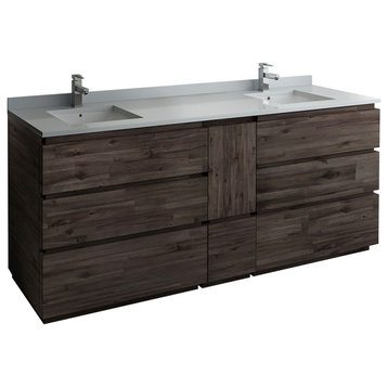 Formosa Floor Standing Double Sink Modern Bathroom Cabinet With Top & Sinks, 84"