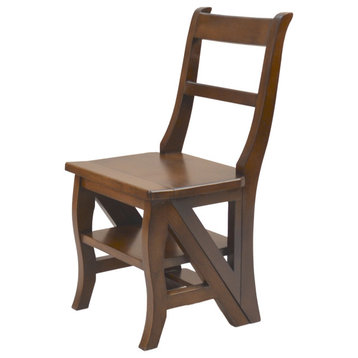 Chestnut Folding Library Ladder Chair