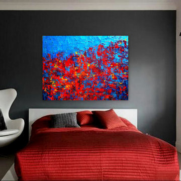 Contemporary Abstract Painting for Modern Spaces "AUTUMN AT NIGHT"