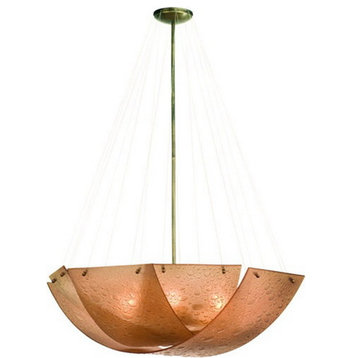 Kalco Chemical Bronze 5-Light Chandelier With Bronze Bubble Glass