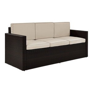 Crosley Palm Harbor Wicker Patio Chaise Lounge In Brown And Sand