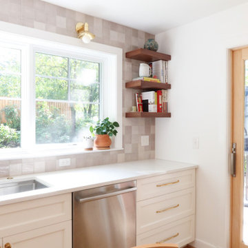 Greige Zellige-Look Open Kitchen