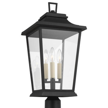 Warren 3 Light 23" Tall Outdoor Post Lantern, Textured Black