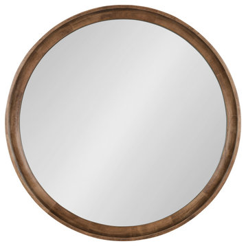 Colfax Round Wood Framed Wall Mirror, Natural 30 Diameter