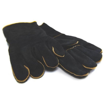 GrillPro 00 Black Leather Barbecue Gloves