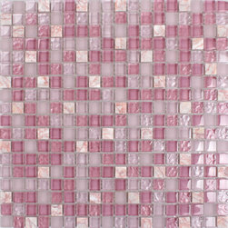 Pink Mosaic Tile Glass & Stone Backsplash Bathroom Wall Tiles - Mosaic Tile