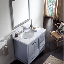 37 inch Single Sink Grey Finish Bathroom Vanity Carrara White Marble Countertop - Bathroom Vanities And Sink Consoles