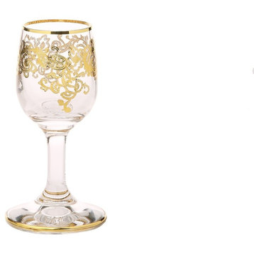 Classic Touch Liqueur Glasses with Gold Design, Set of 6