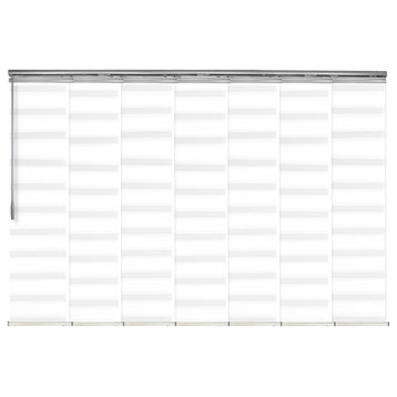 Blanched White 7-Panel Track Extendable Vertical Blinds 110-153"W