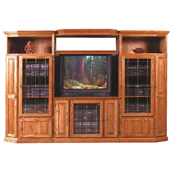 Traditional Oak 4-Piece Wall and TV Stand