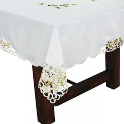 Xia Home Fashions - Spring Garden Embroidered Collection Cutwork Tablecloth - Tablecloths