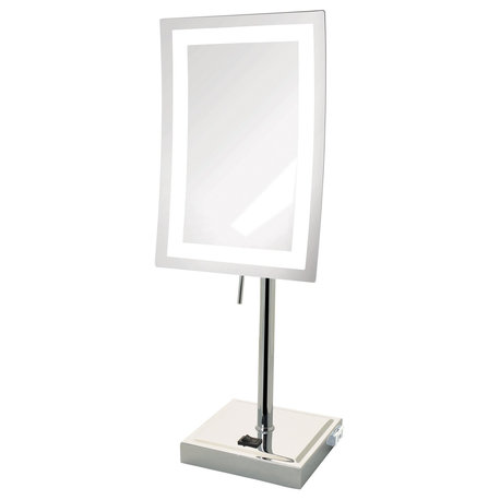 Jerdon 6.5"x9" LED Lighted Mirror, 5X Mag, Chrome