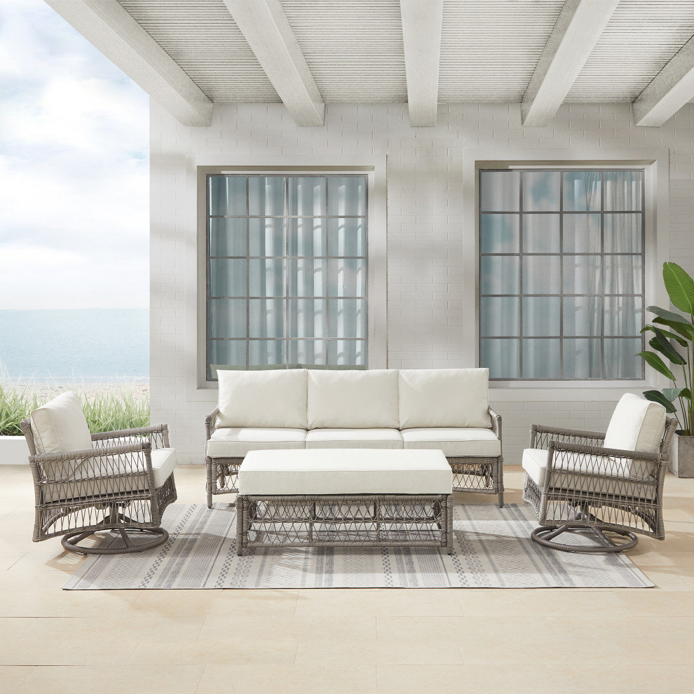 Thatcher 4Pc Wicker Outdoor Sofa And Swivel Rocker Set - Tropical ...