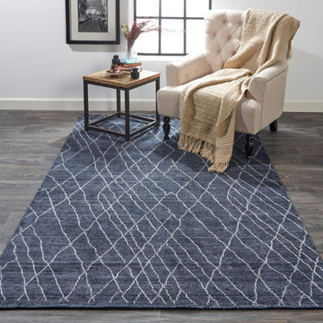 Lennox Area Rug in Blue & Ivory