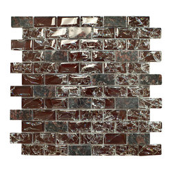 Dark Red Crackle Glass and Brown Granite Mosaic Tile - Home Accessories & Decor