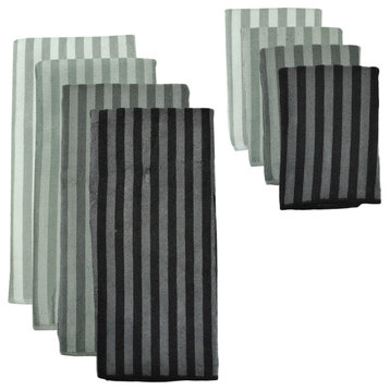 DII Stripe Microfiber Twl Gray, Set of 4