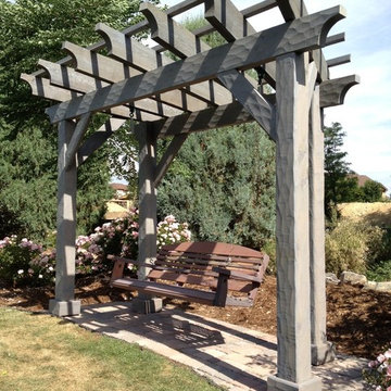 Textured Cedar Pergola with Porch Swing