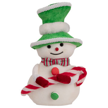 10" Snowman with Candy Cane Christmas Figure