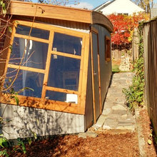 Homemade shed with green roof