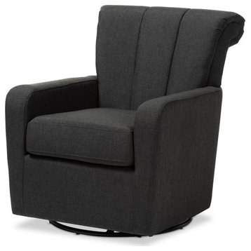 Baxton Studio Rayner Grey Fabric Upholstered Swivel Chair