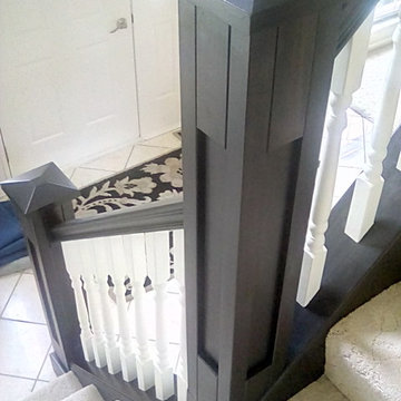 custom handrail, shoerail, spindles and newel posts