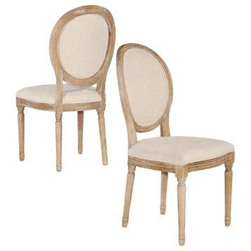 Manchester Linen Oval Back Chairs, Set of 2